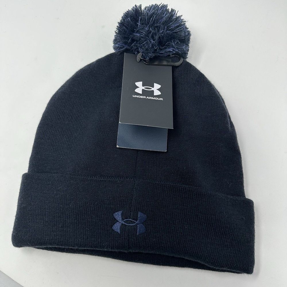 NEW Under Armour Naval Academy Midshipmen Navy Cuffed‎ Pom Hat Winter Cap Beanie - Picture 4 of 8